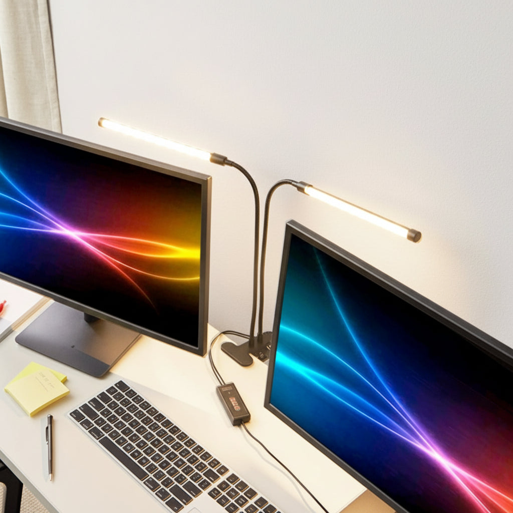 Dual LED Desk Lamp 3 Color Modes 5 Dimming Levels and Timer