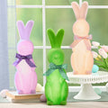 Easter Flocked Lighted Bunny Tabletop Décor - Green Pink Or Lavender