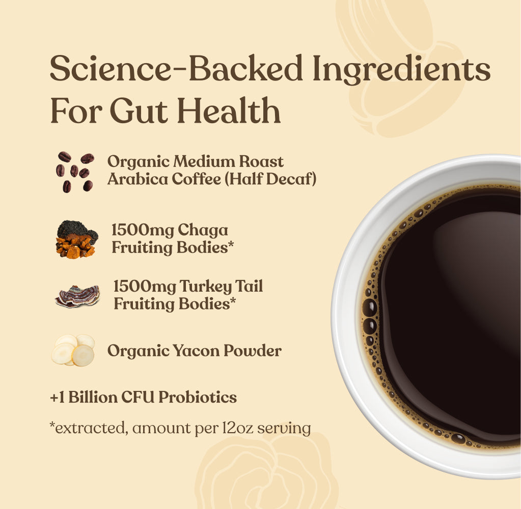 Gut Health Ground Coffee - Medium - Gut Health Medium Roast Superfood Coffee Blend