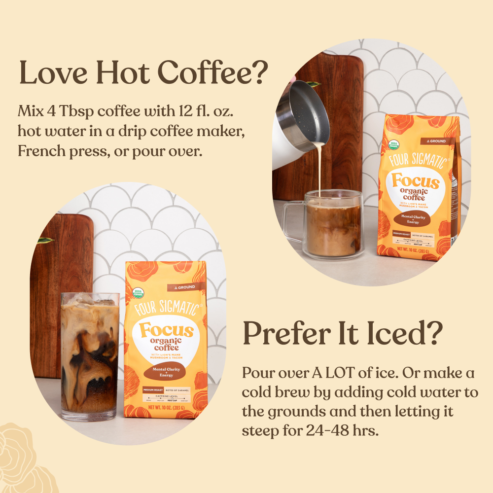 Focus Ground Coffee - Medium - Medium Roast Superfood Coffee Blend