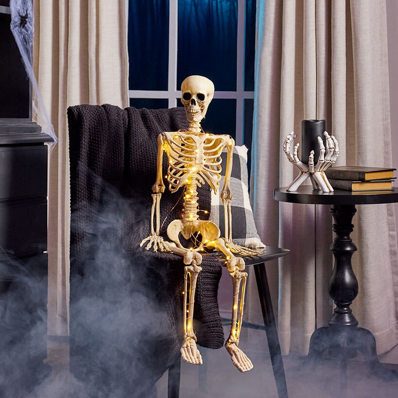 Halloween Skeleton Poseable Lighted Decor 16 Inch 35 Inch and 65 Inch