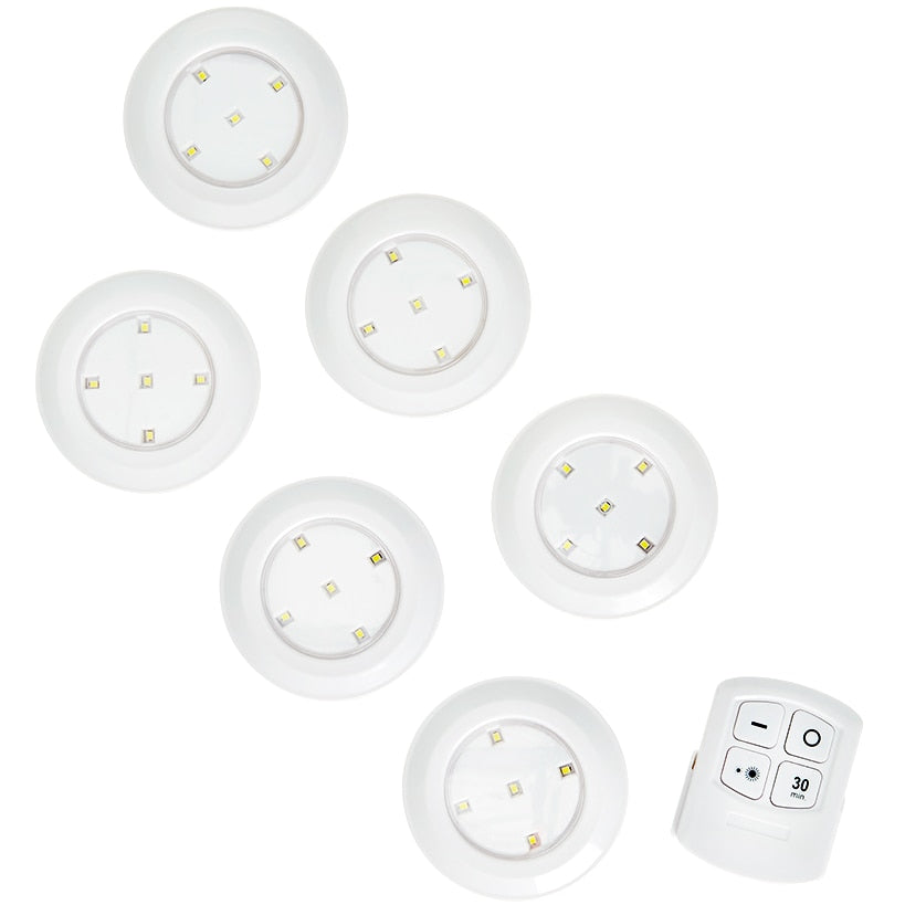 Wireless LED Puck Lights - Versatile Battery Operated 6 Pc with Remote