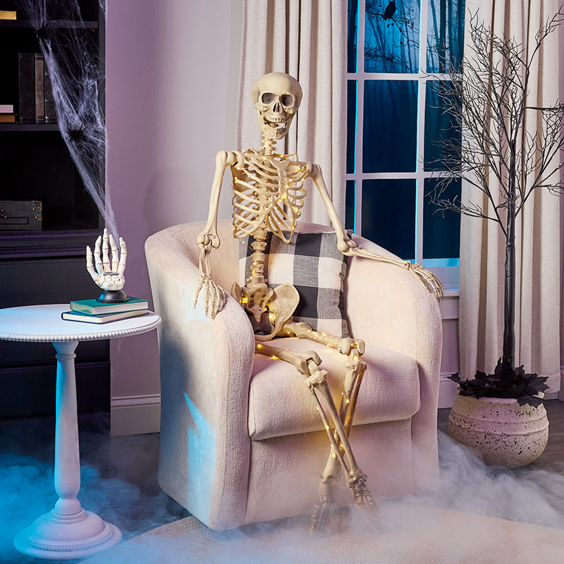 Halloween Skeleton Poseable Lighted Decor 16 Inch 35 Inch and 65 Inch
