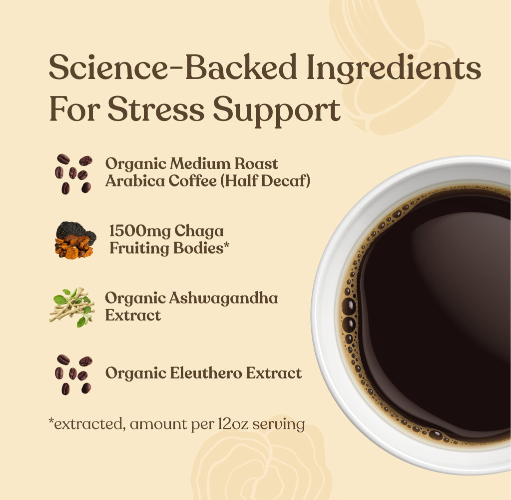 Balance Half Caf Ground Coffee - Medium - Half Caf Medium Roast Superfood Coffee Blend