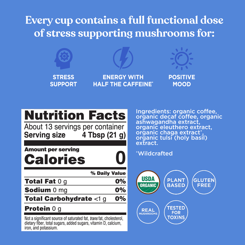 Balance Half Caf Ground Coffee - Medium - Half Caf Medium Roast Superfood Coffee Blend