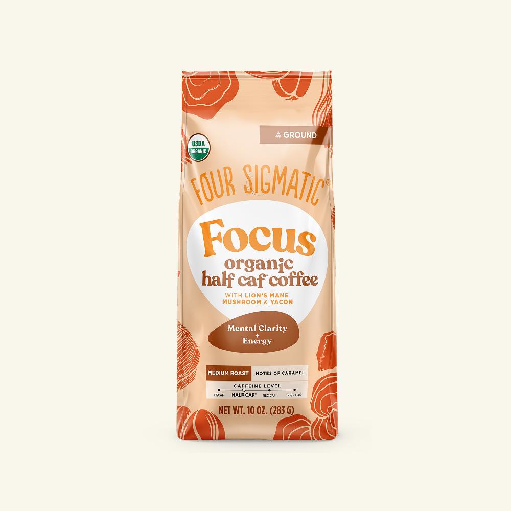 Focus Half Caf Ground Coffee - Medium - Half Caf Medium Roast Superfood Coffee Blend