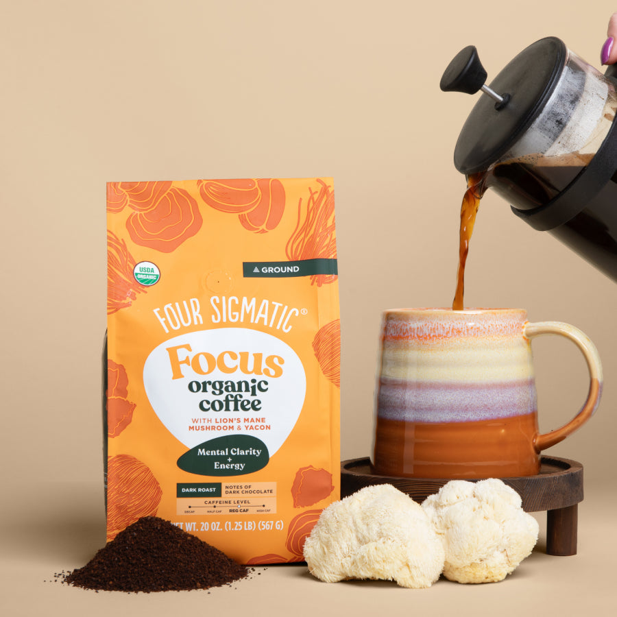 Focus Ground Coffee - Dark (20oz) - Dark Roast Superfood Coffee Blend