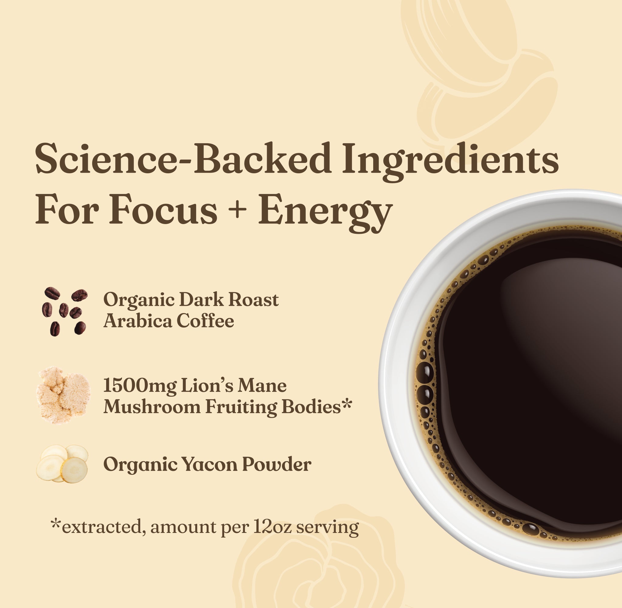 Focus Ground Coffee - Dark (20oz) - Dark Roast Superfood Coffee Blend