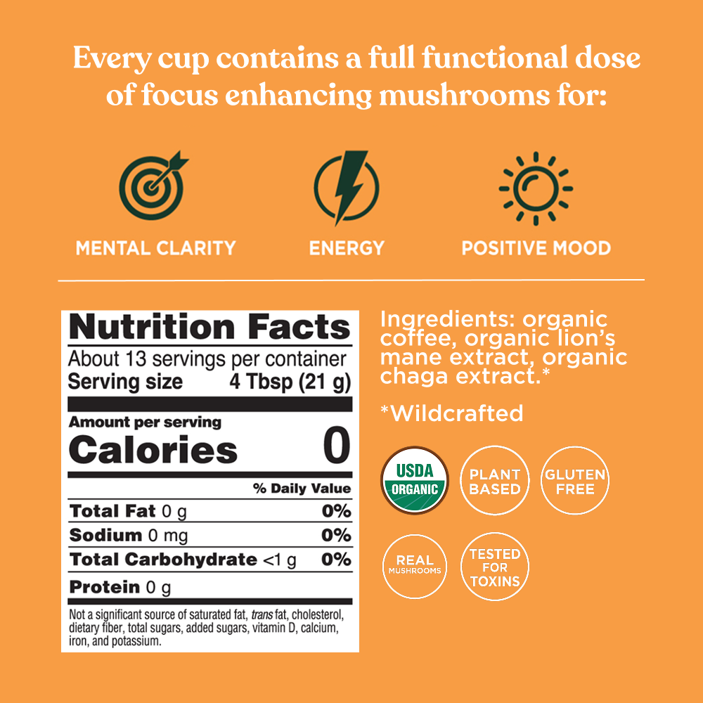 Focus Ground Coffee - Dark - Dark Roast Superfood Coffee Blend