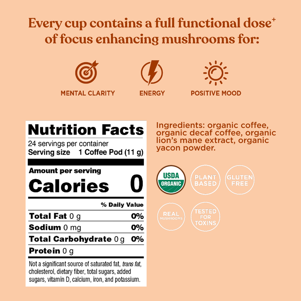 Focus Half-Caf Coffee Pods (24ct) - Focus Half Caf Organic Coffee Pods