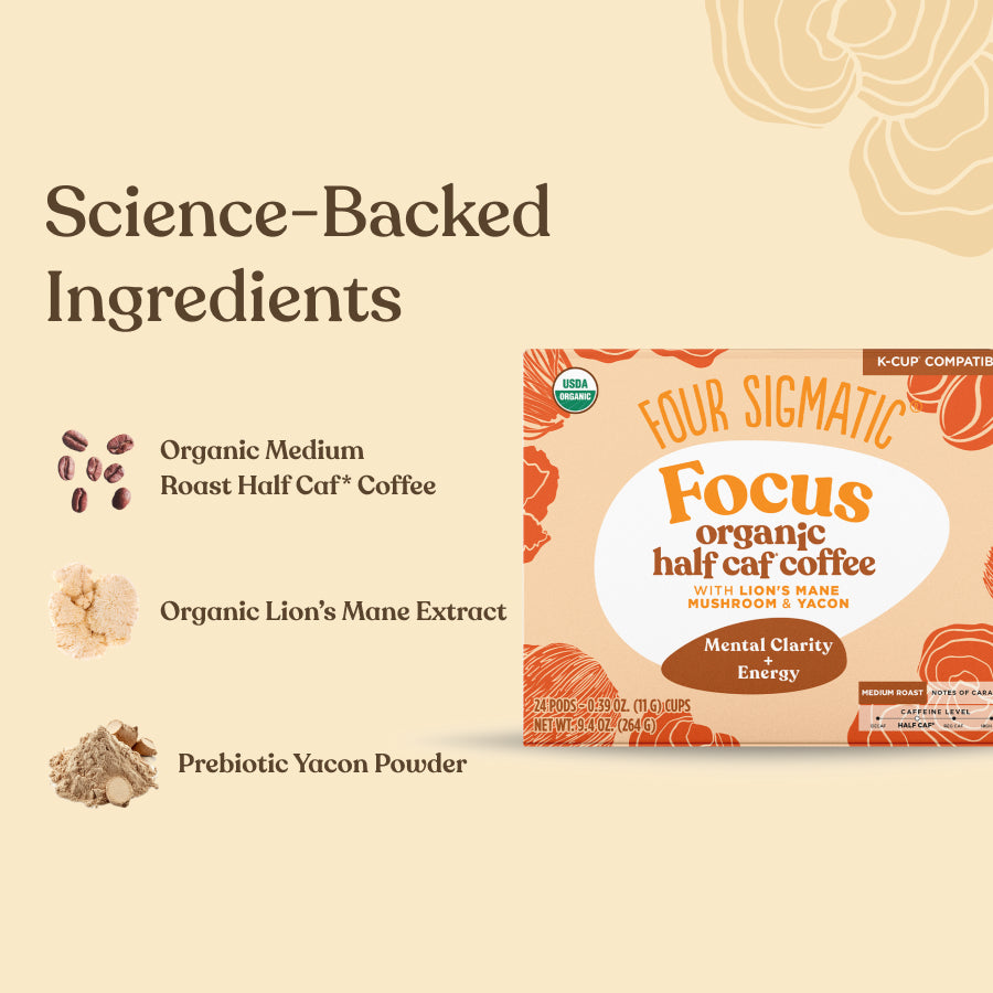 Focus Half-Caf Coffee Pods (24ct) - Focus Half Caf Organic Coffee Pods