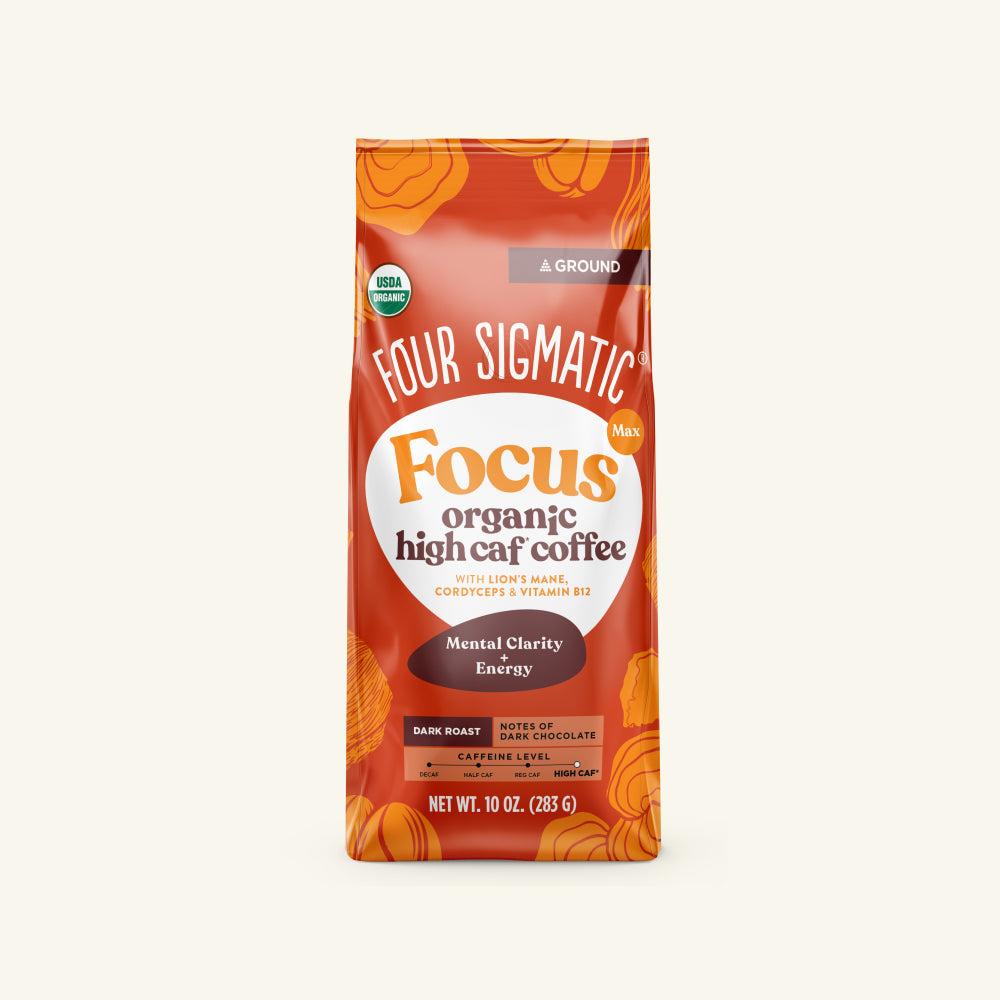 Focus Max High Caf Ground Coffee - Dark - High Caf Dark Roast Superfood Coffee Blend