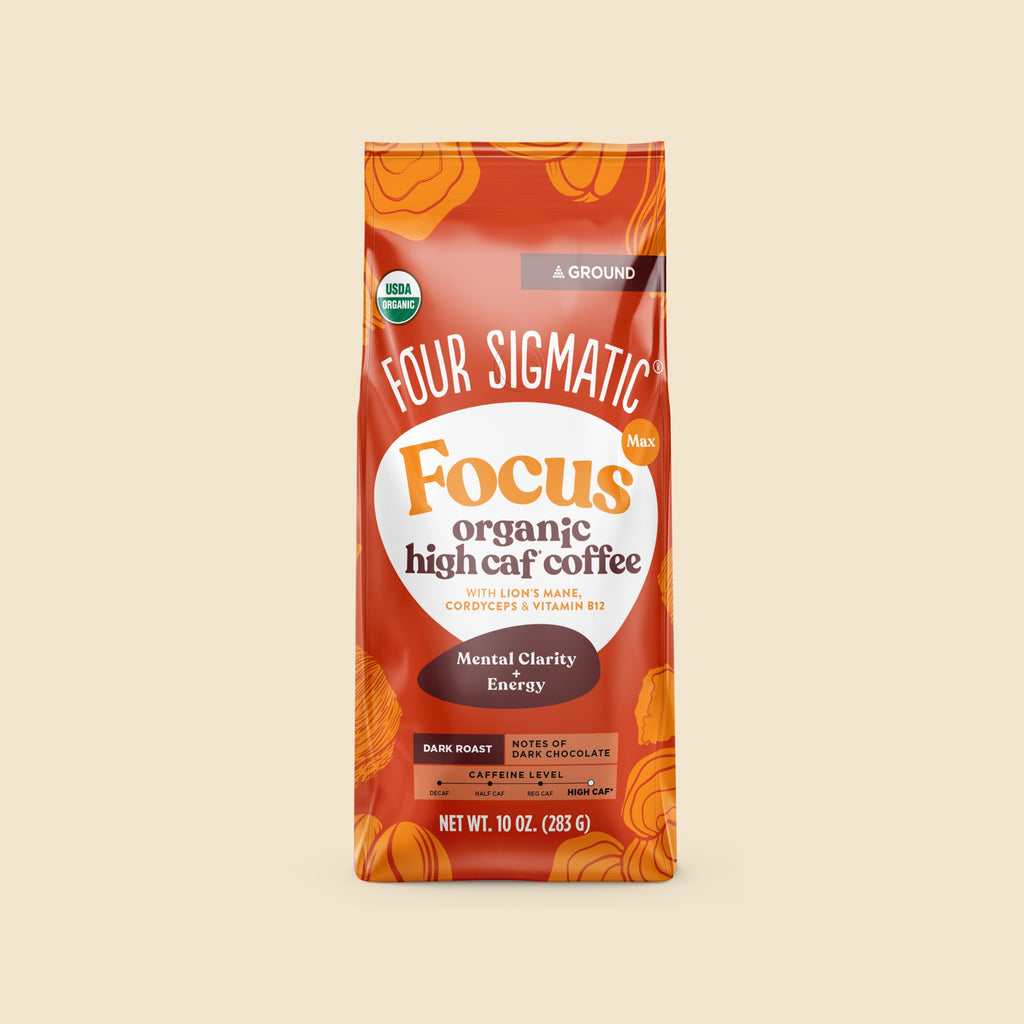 Focus Max High Caf Ground Coffee - Dark - High Caf Dark Roast Superfood Coffee Blend