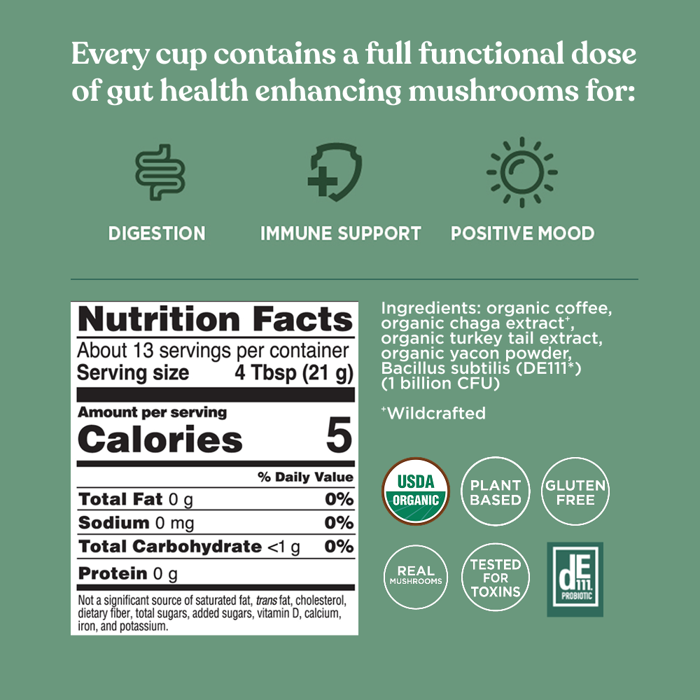 Gut Health Ground Coffee - Medium - Gut Health Medium Roast Superfood Coffee Blend