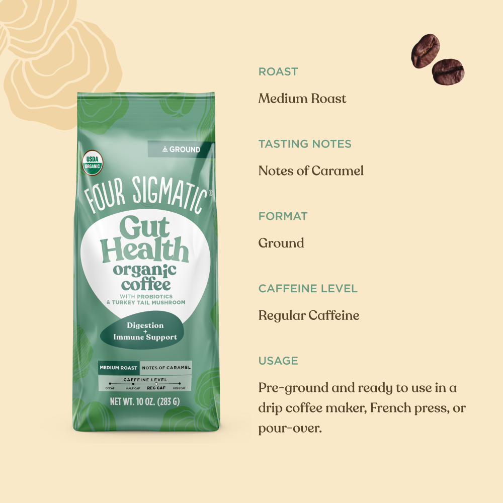 Gut Health Ground Coffee - Medium - Gut Health Medium Roast Superfood Coffee Blend