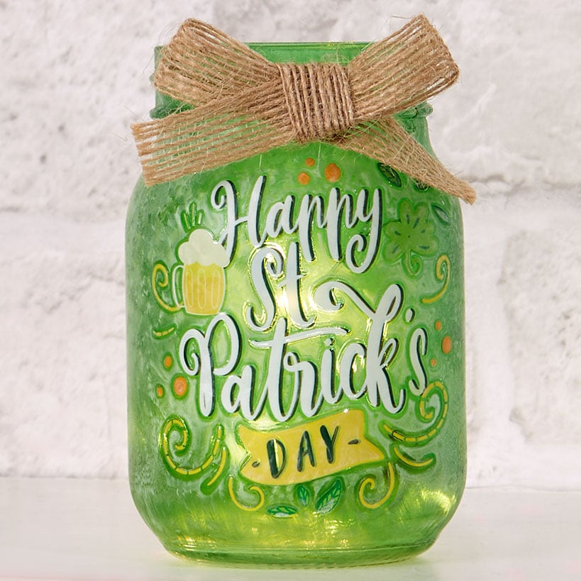 St Patrick's or Valentine's Fairy Light Mason Jar