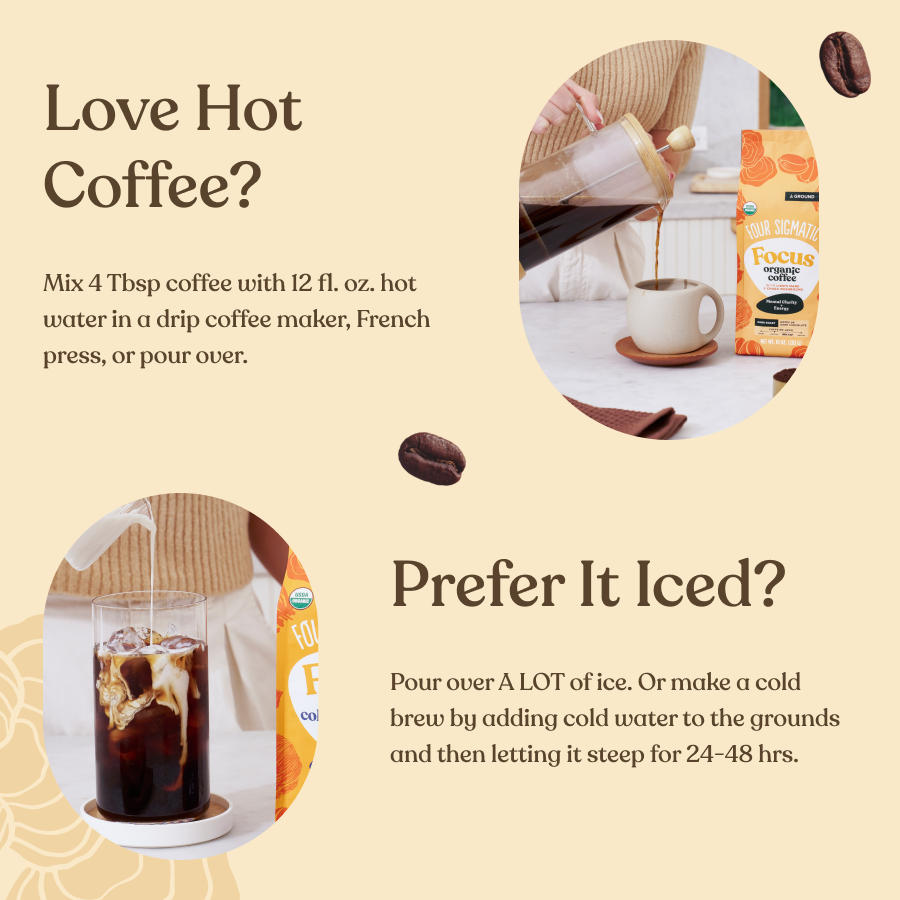 Focus Ground Coffee - Dark - Dark Roast Superfood Coffee Blend