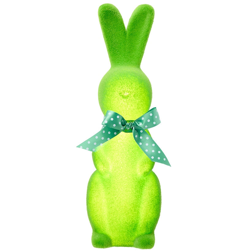 Easter Flocked Lighted Bunny Tabletop Décor - Green Pink Or Lavender