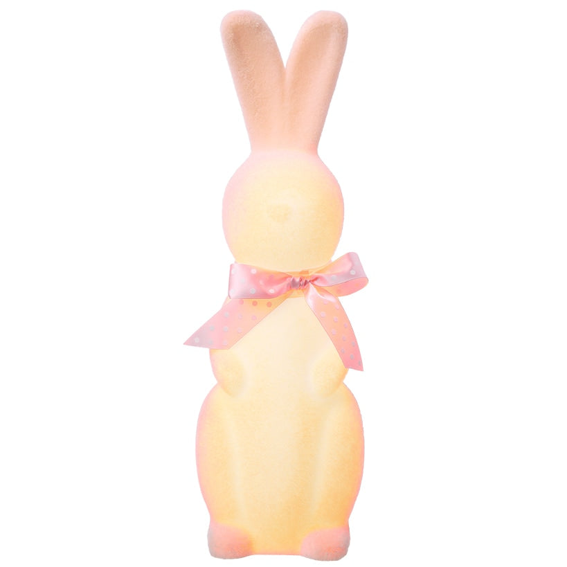 Easter Flocked Lighted Bunny Tabletop Décor - Green Pink Or Lavender