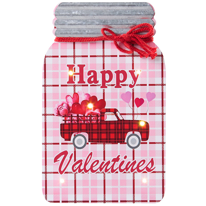 Lighted Mason Jar Wall Plaque With Saying for Valentine's and St Patrick's