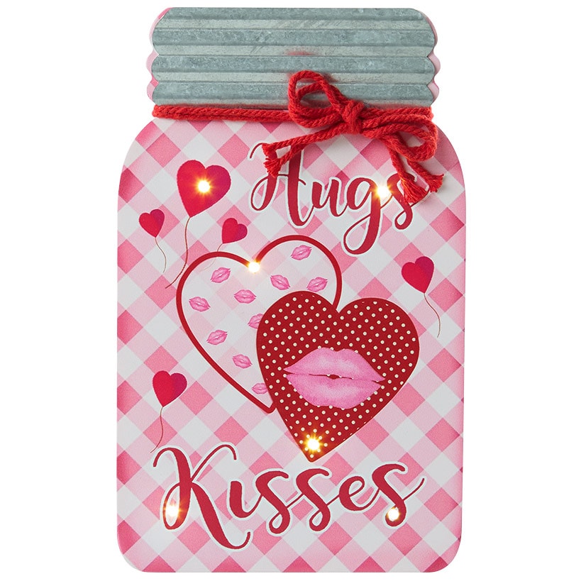 Lighted Mason Jar Wall Plaque With Saying for Valentine's and St Patrick's