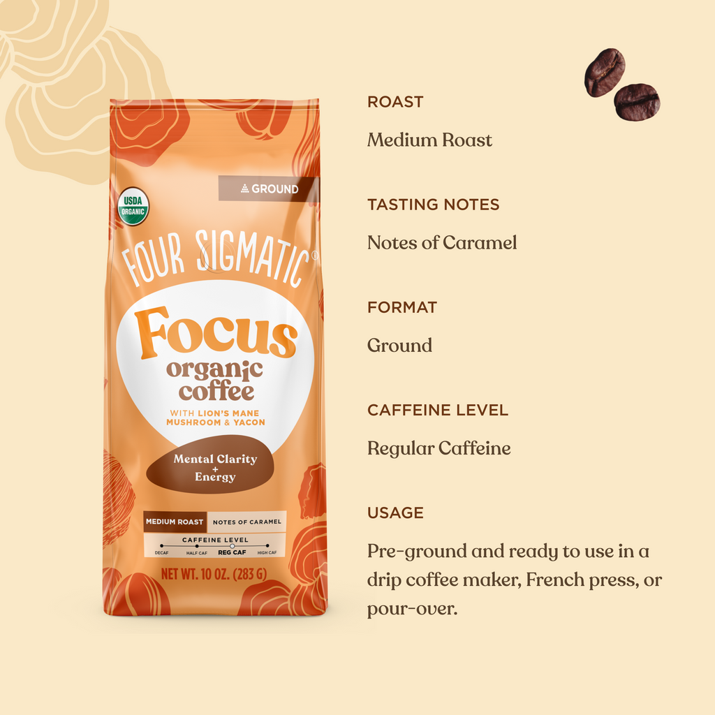 Focus Ground Coffee - Medium - Medium Roast Superfood Coffee Blend