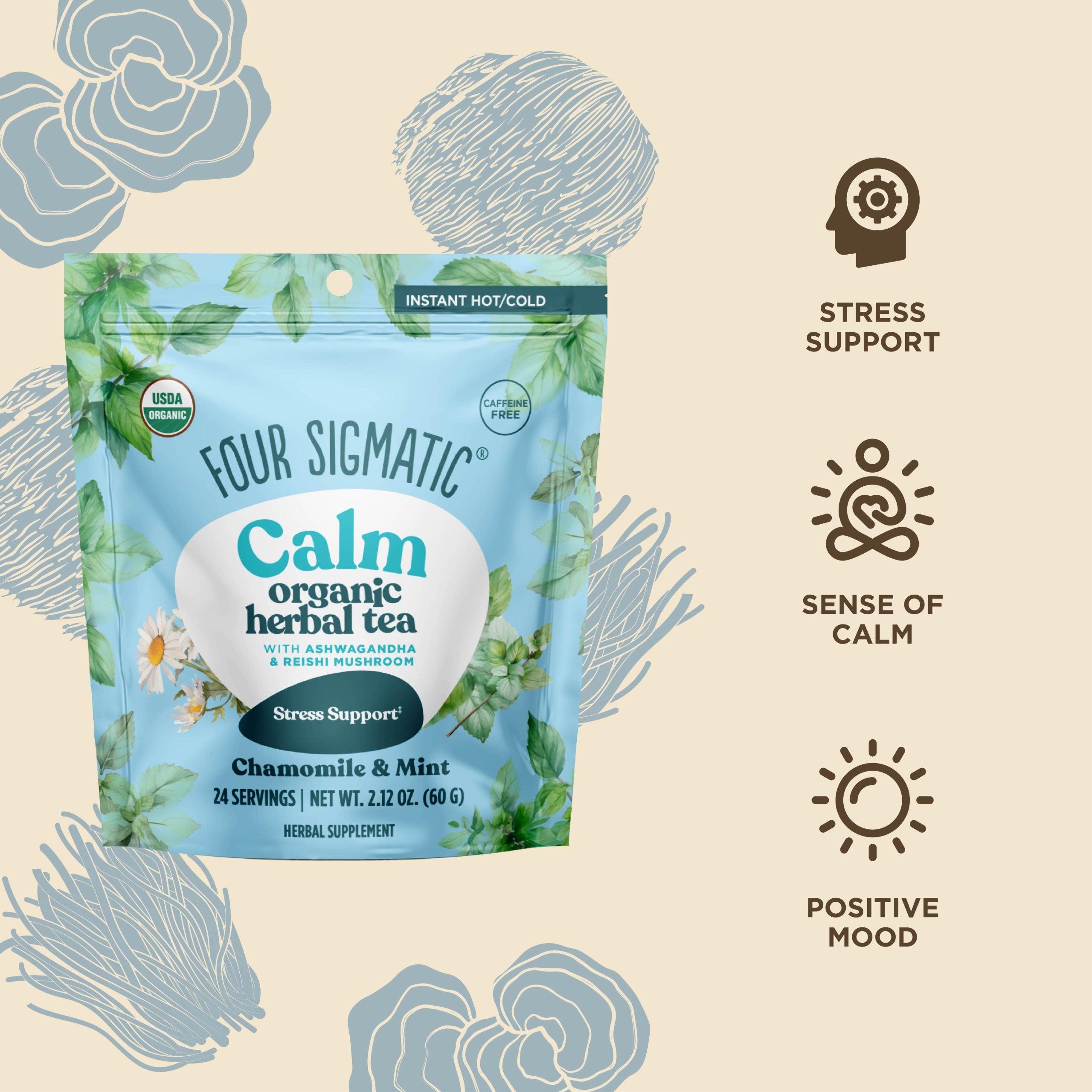Calm Herbal Tea - Calm Mushroom Tea Blend