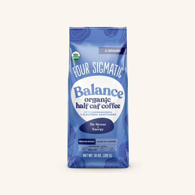 Balance Half Caf Ground Coffee - Medium - Half Caf Medium Roast Superfood Coffee Blend